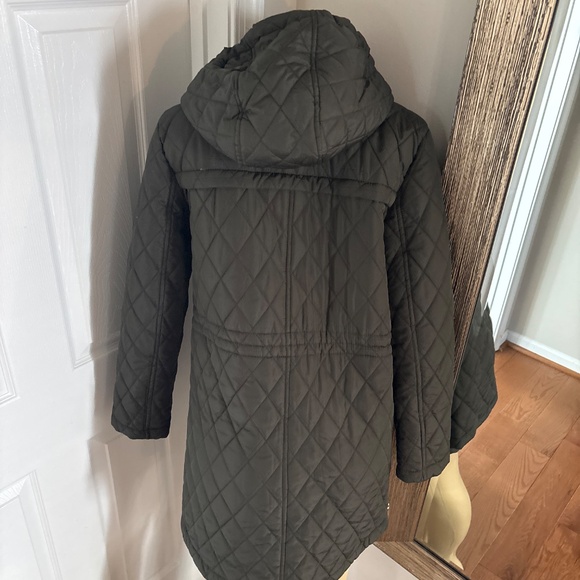 Women’s Michael Kors Dusty Green Hooded Quilted Anorak Jacket Coat Medium - Picture 4 of 7